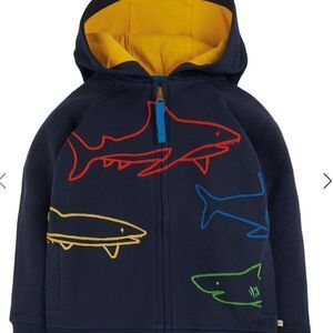 Frigi Luka Zip Up Hoody Indigo Sharks 7-8 years NWT IN PACKAGING